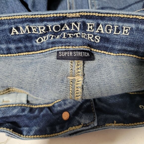 American Eagle Hi Rise Jegging Stretch Jeans Womens Size 4 Distressed Denim - Picture 5 of 7